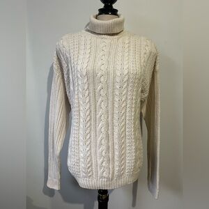 Chiori Collection Vintage Cotton Ramie Cable Knit Sweater